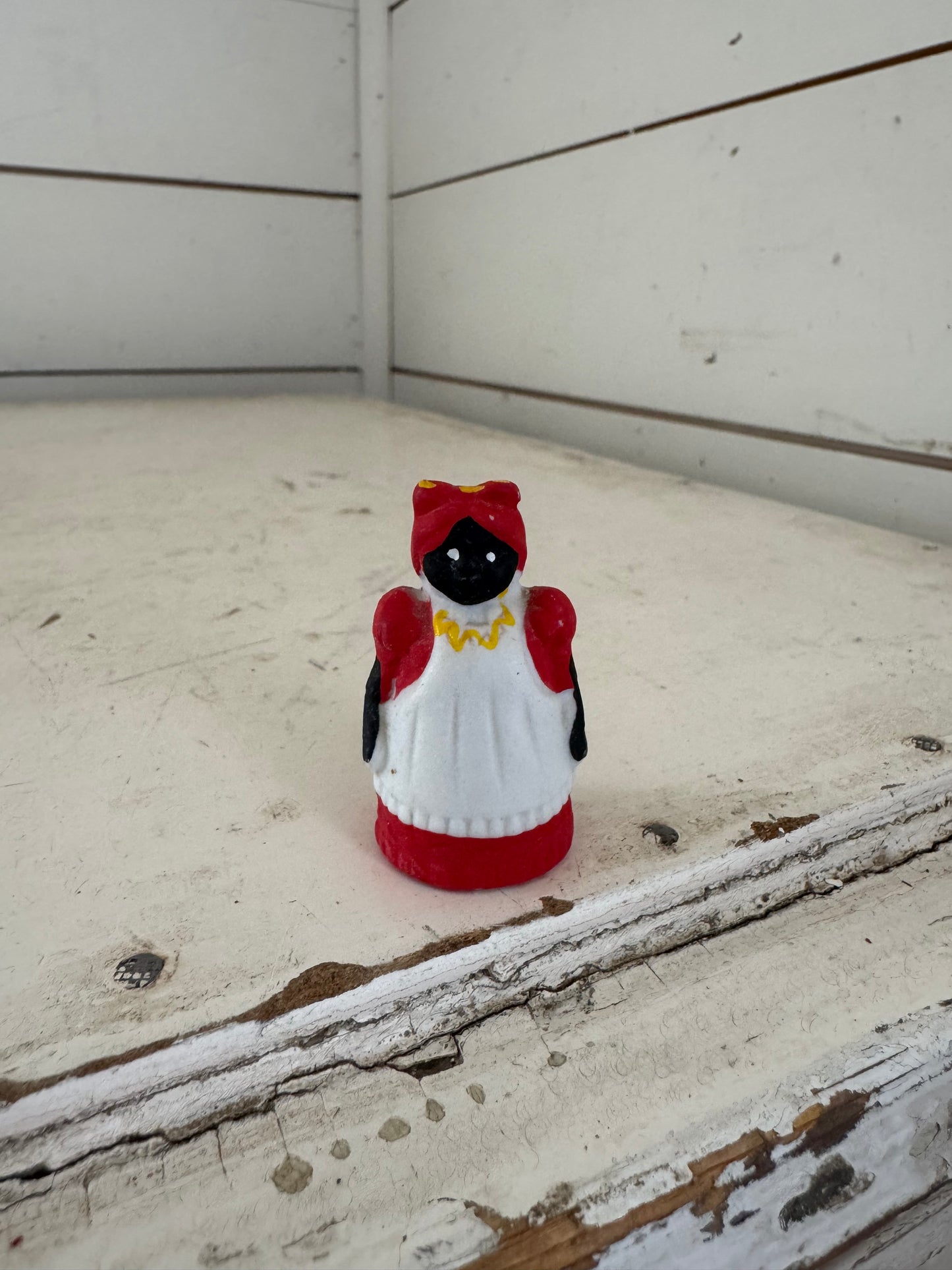 Woman in Red Dress Ceramic Thimble