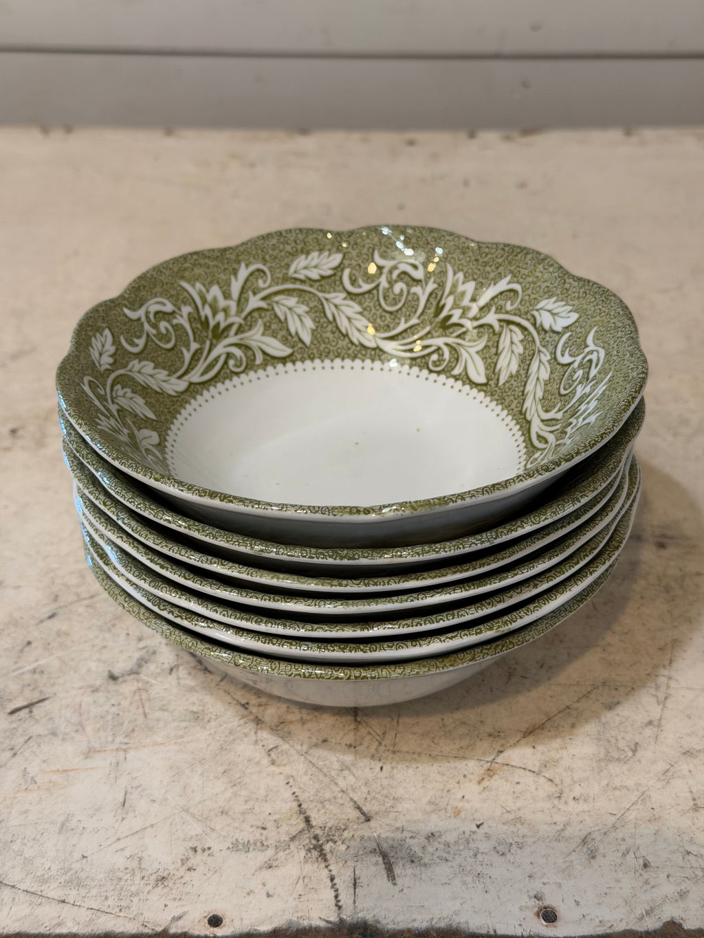 Vintage Ironstone Dishes "Renaissance Green" pattern by J & G Meakin SOLD INDIVIDUALLY