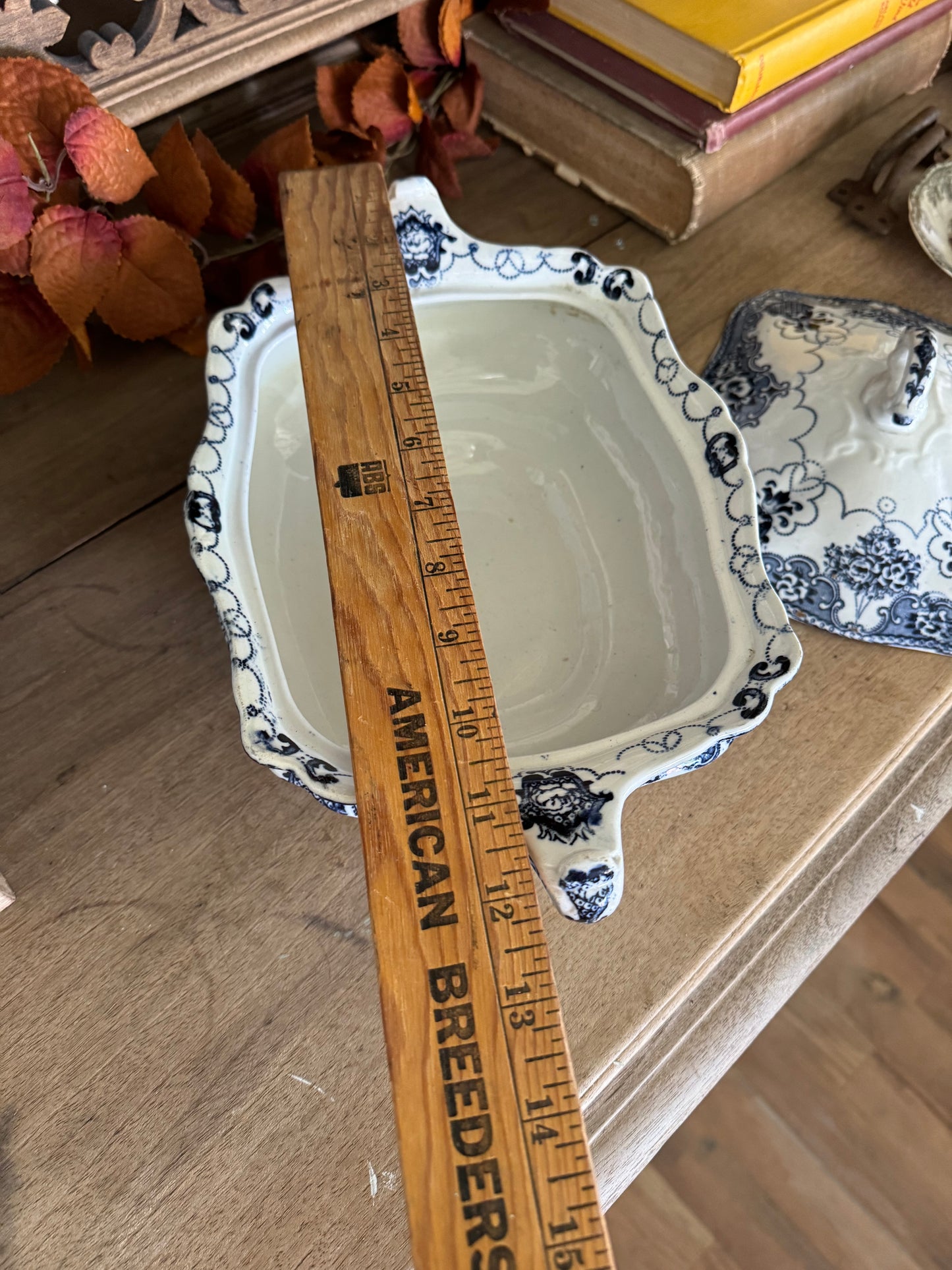 English Blue & White Soup Tourine Ironstone not marked