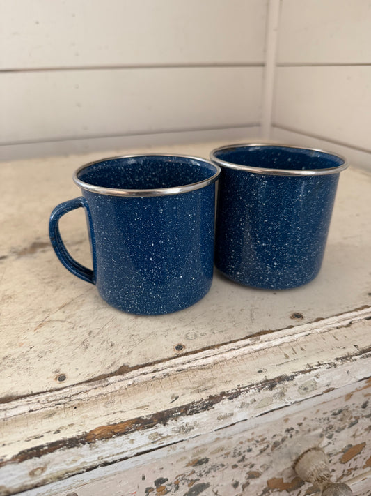 Speckled Blue Enamel Mug - Sold Individually