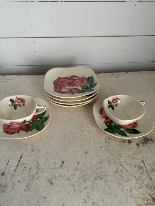 VTG RED WING Pottery LEXINGTON ROSE pattern Cups, Saucers, Plates sold individually