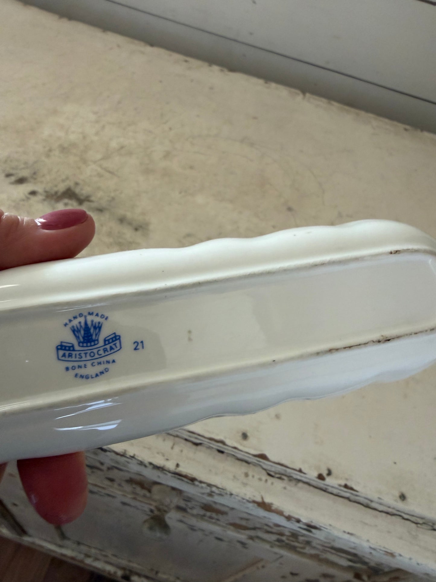 Hand Made Aristocrat Bone China England Nut or Mint Tray, Blue Flowers