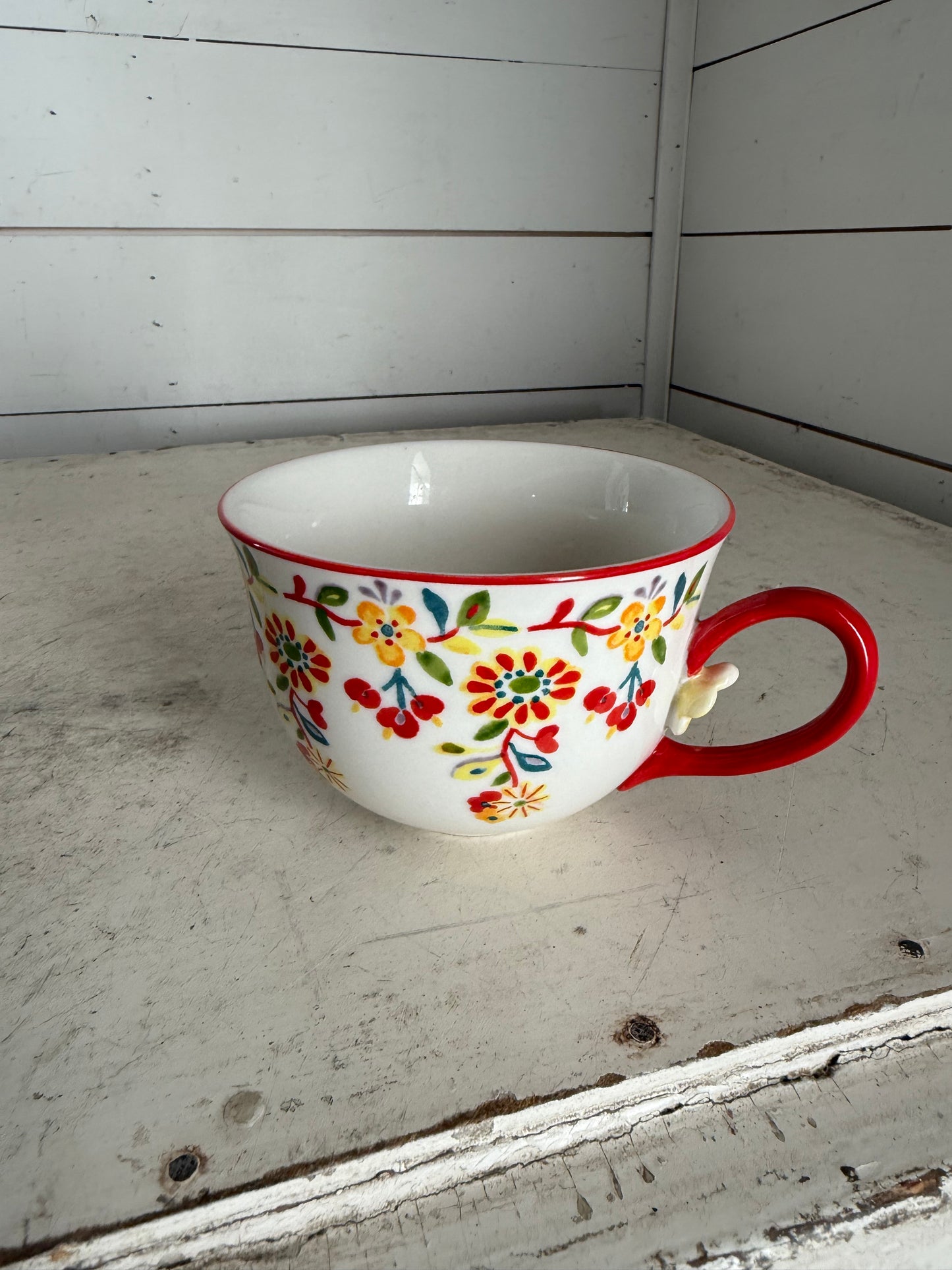 Anthropologie Multicolor Fun Floral Ceramic Mug