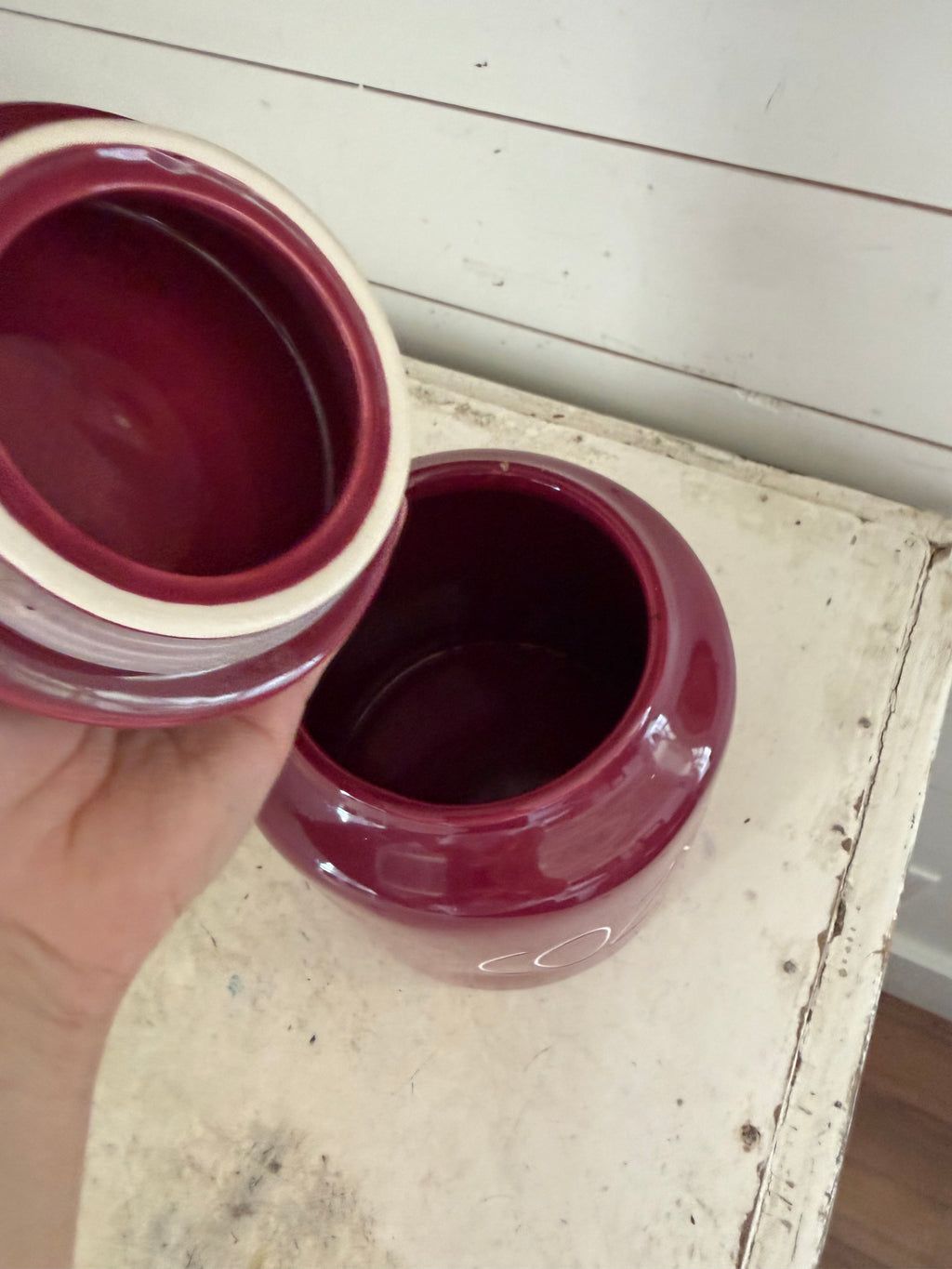 Rae Dunn cozy canister with lid