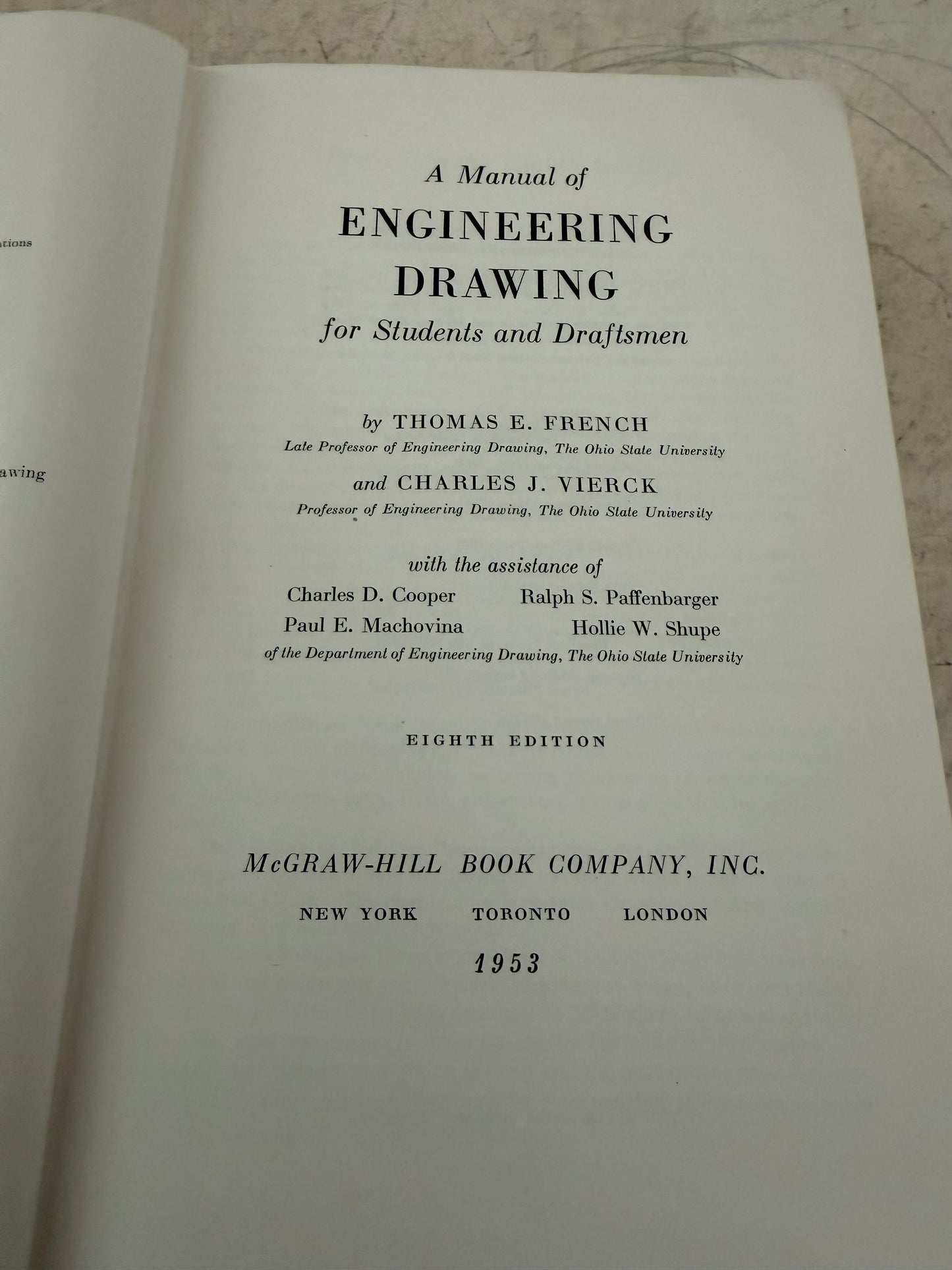 Engineering Drawing Book 1953 by Thomas French & Charles Vierck HC