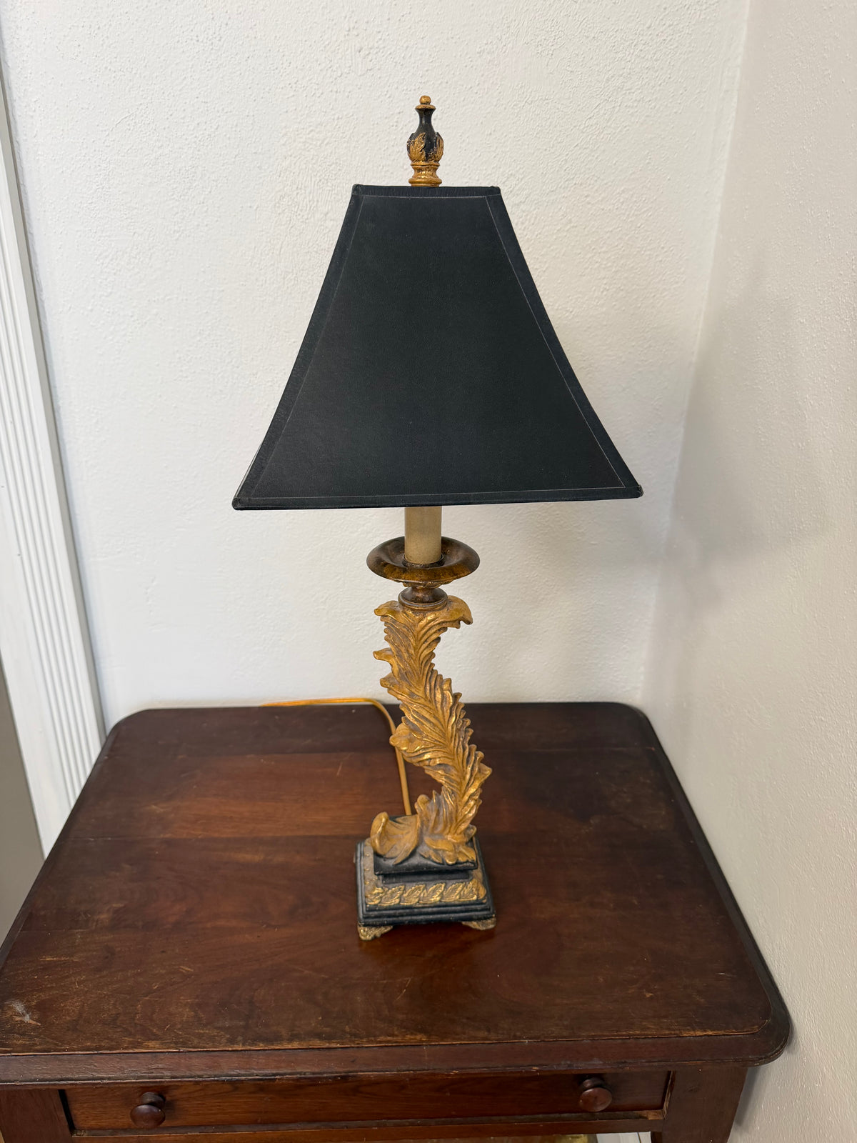 Vintage Ornate Table Lamp With Sculpted Scrolling Pattern