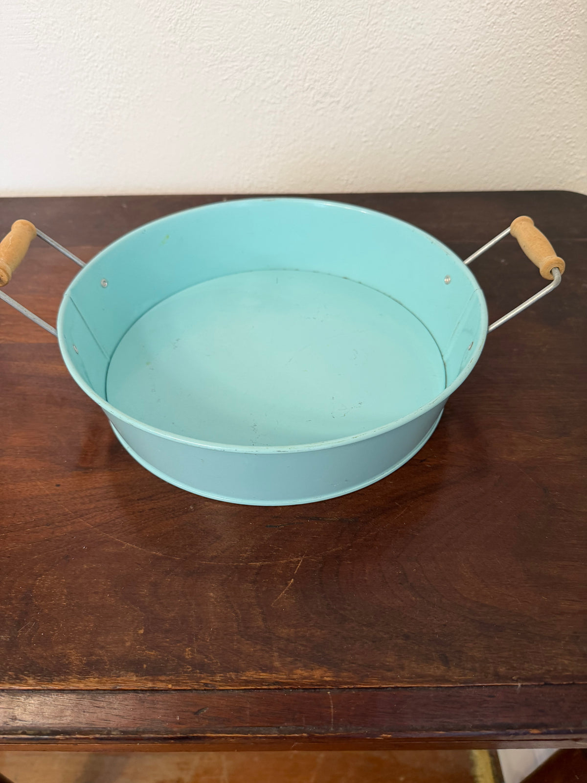 Light blue Round Metal Serving Tray - Will Get Makeover