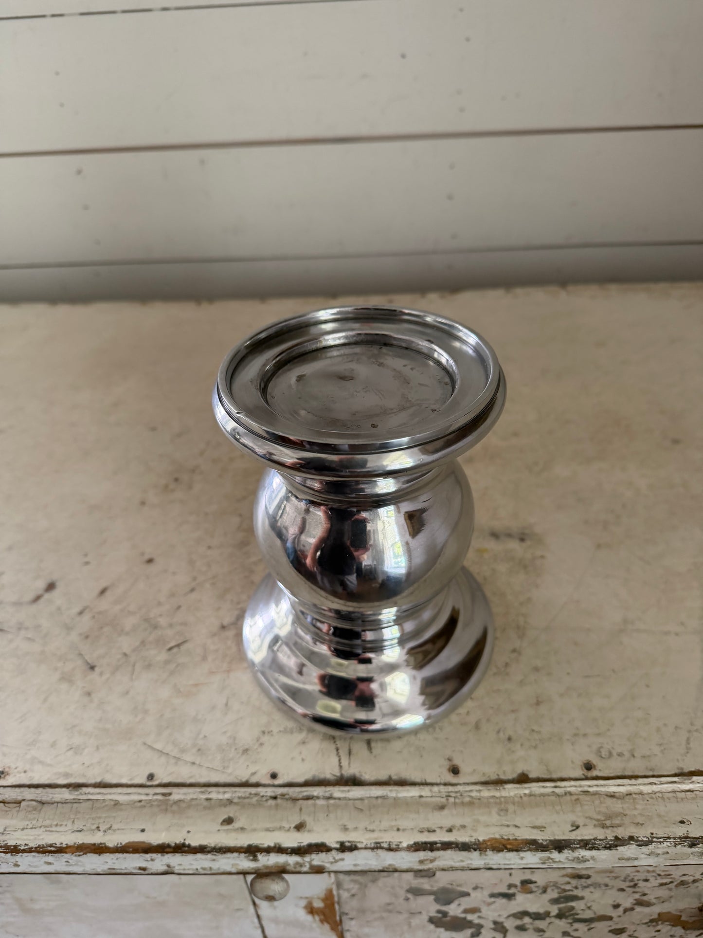 Shiny Silvertone Candlestick