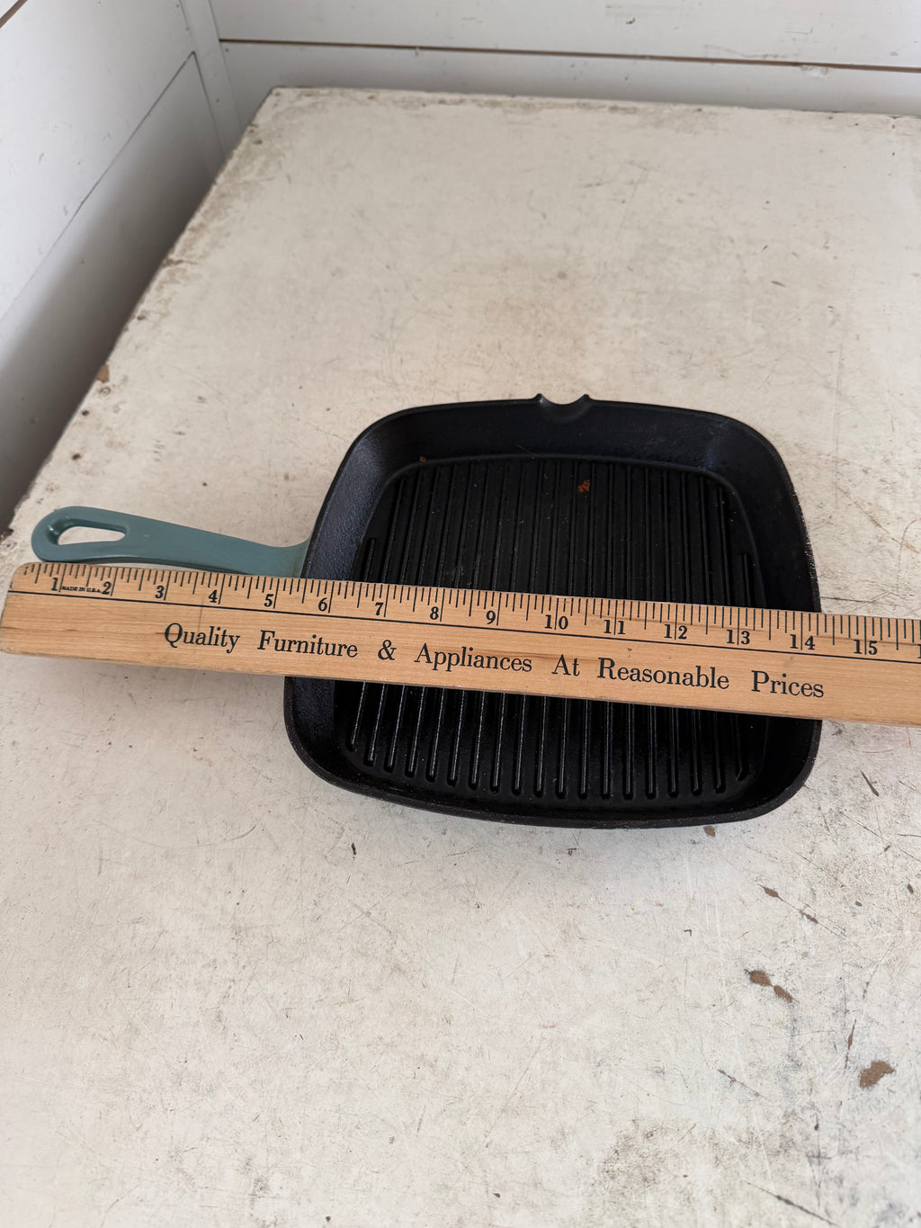 Cuisinart Chef Classic Teal Enamel Cast Iron Grill Pan - Will Get Re-Seasoned