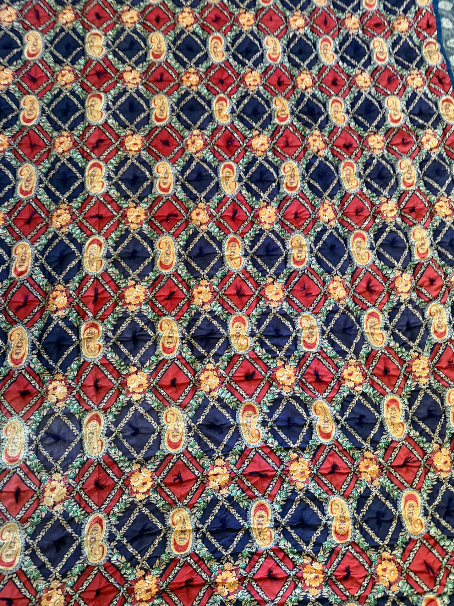 Homemade Queen Navy Tie Quilt as is