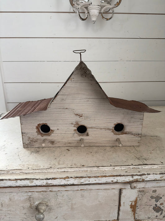 Barnwood and rusty roof birdhouse