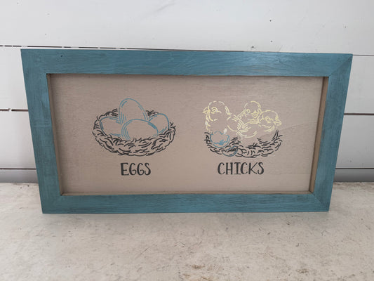 Hand Painted Egg & Chick Sign