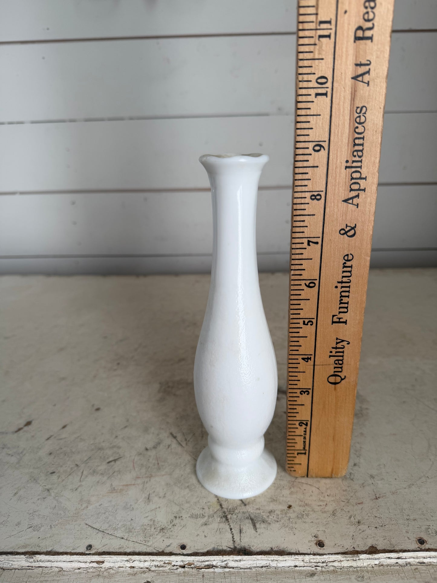 Smooth base Milk Glass Bud Vase