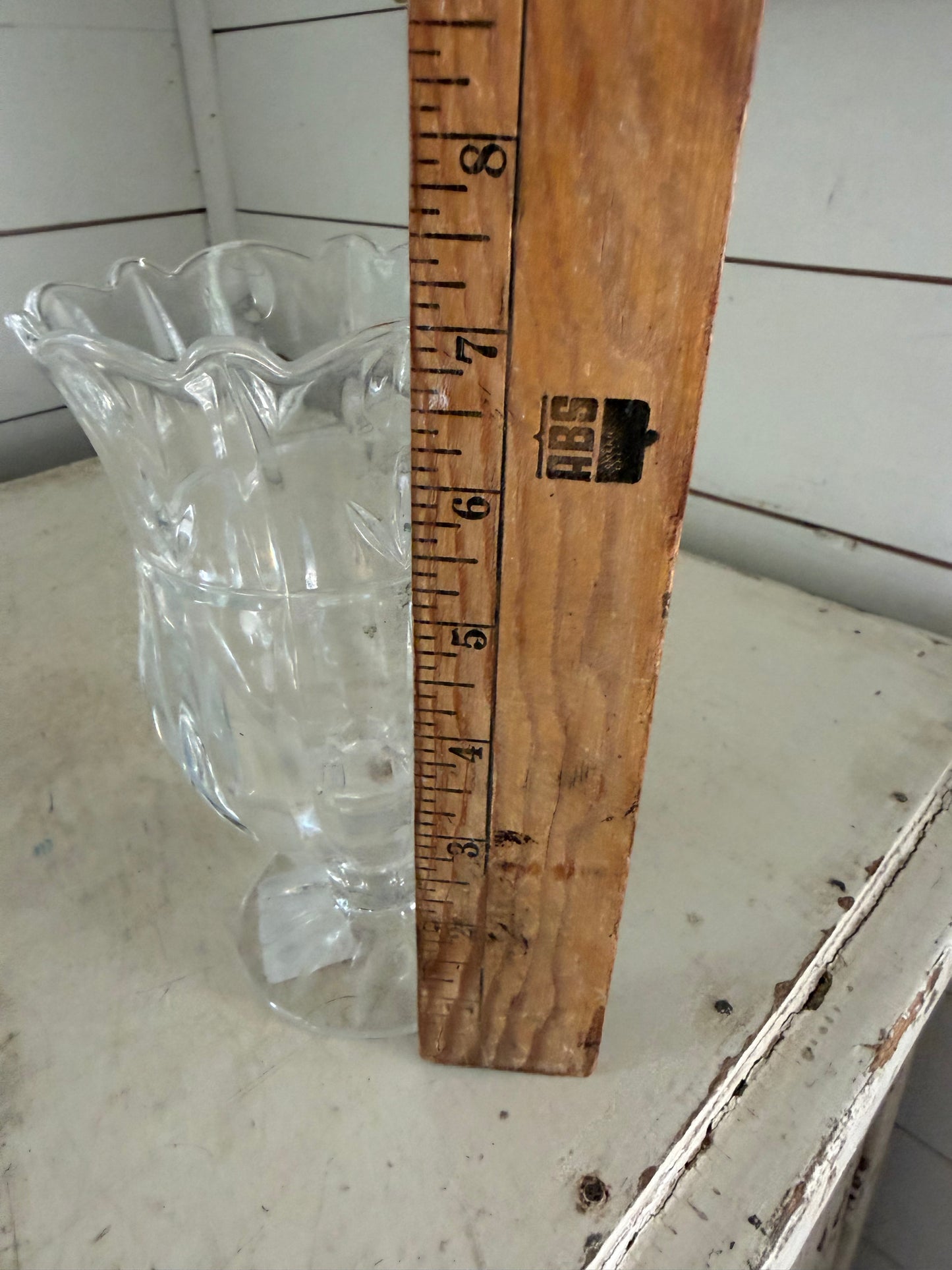 Vintage Block Crystal "Tulip Garden Design" hurricane pedestal vase