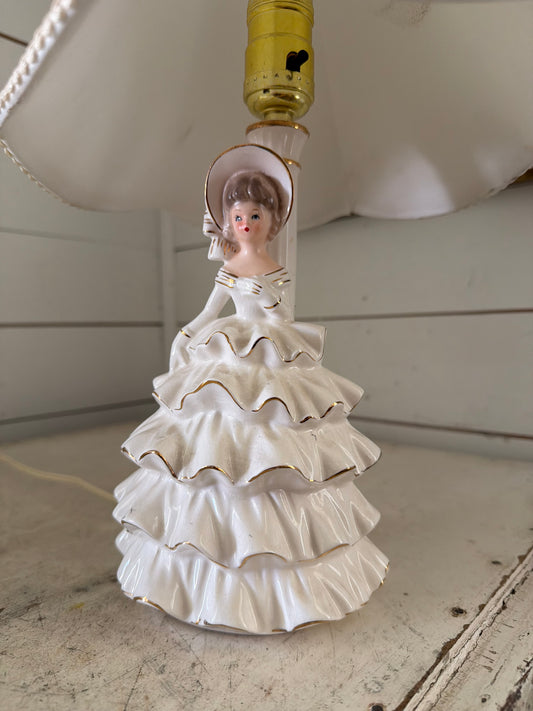 Vintage Lamp with Southern Belle and lampshade Japan