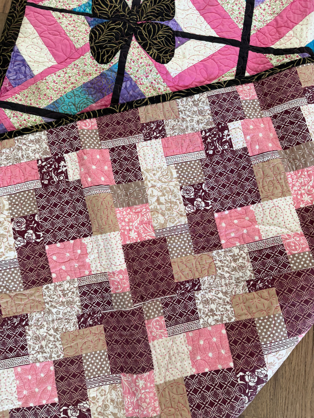 Handmade butterfly pieces quilt throw