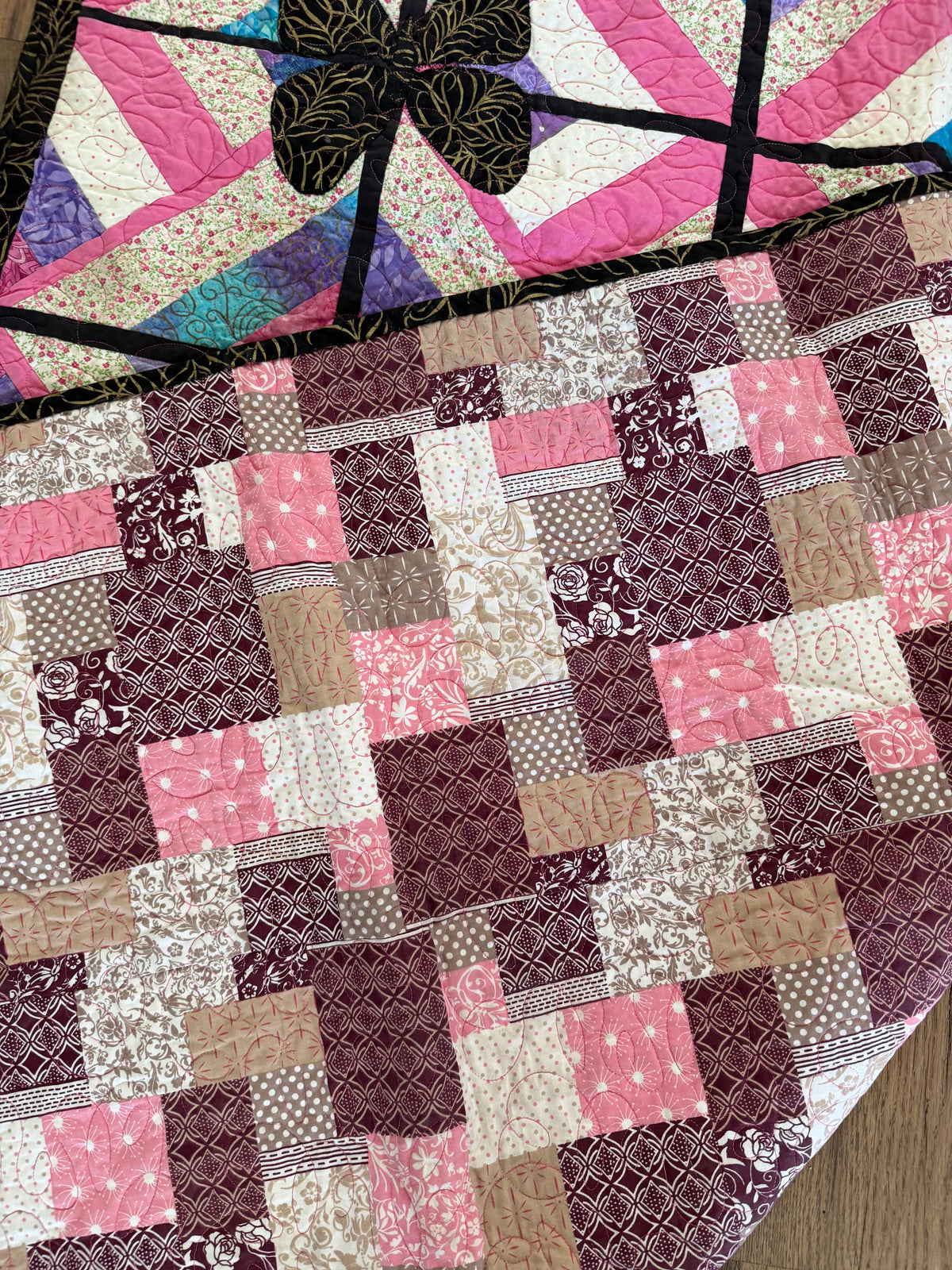 Handmade butterfly pieces quilt throw