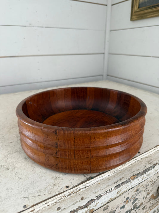 Gorgeous Vintage Danish Modern Mandalay Teak Wood Large Salad Fruit Bowl - Scandinavian Design 60s MCM Mid Century Modern Scandi Bowl