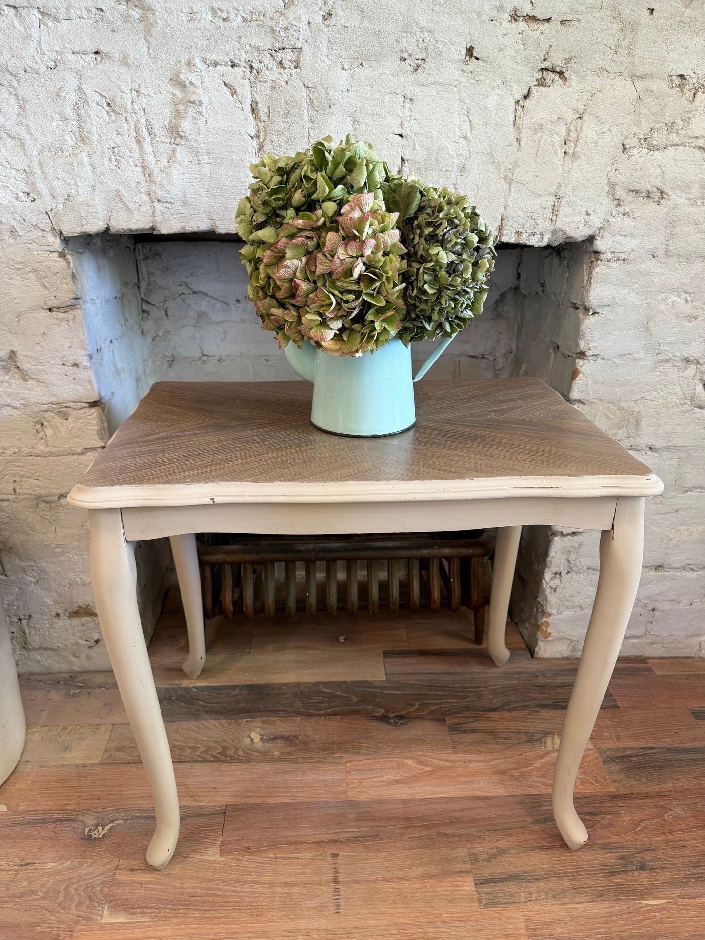 Vintage Oak Side Table - Hand Painted