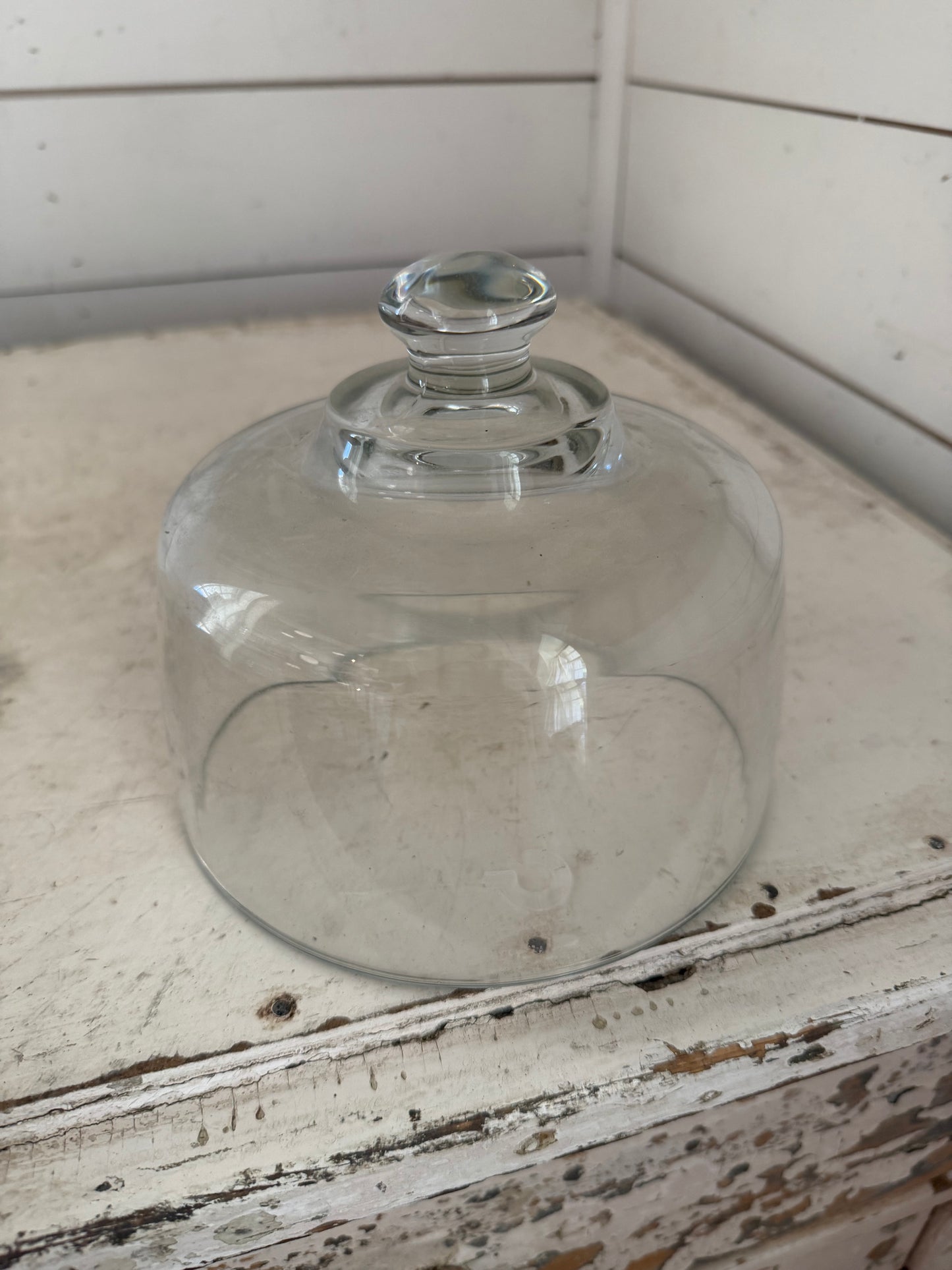Vintage Small Clear Glass Cheese Dome Lid Cover 6 1/2" X 5"