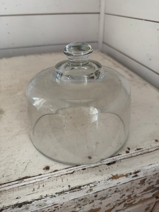 Vintage Small Clear Glass Cheese Dome Lid Cover 6 1/2" X 5"