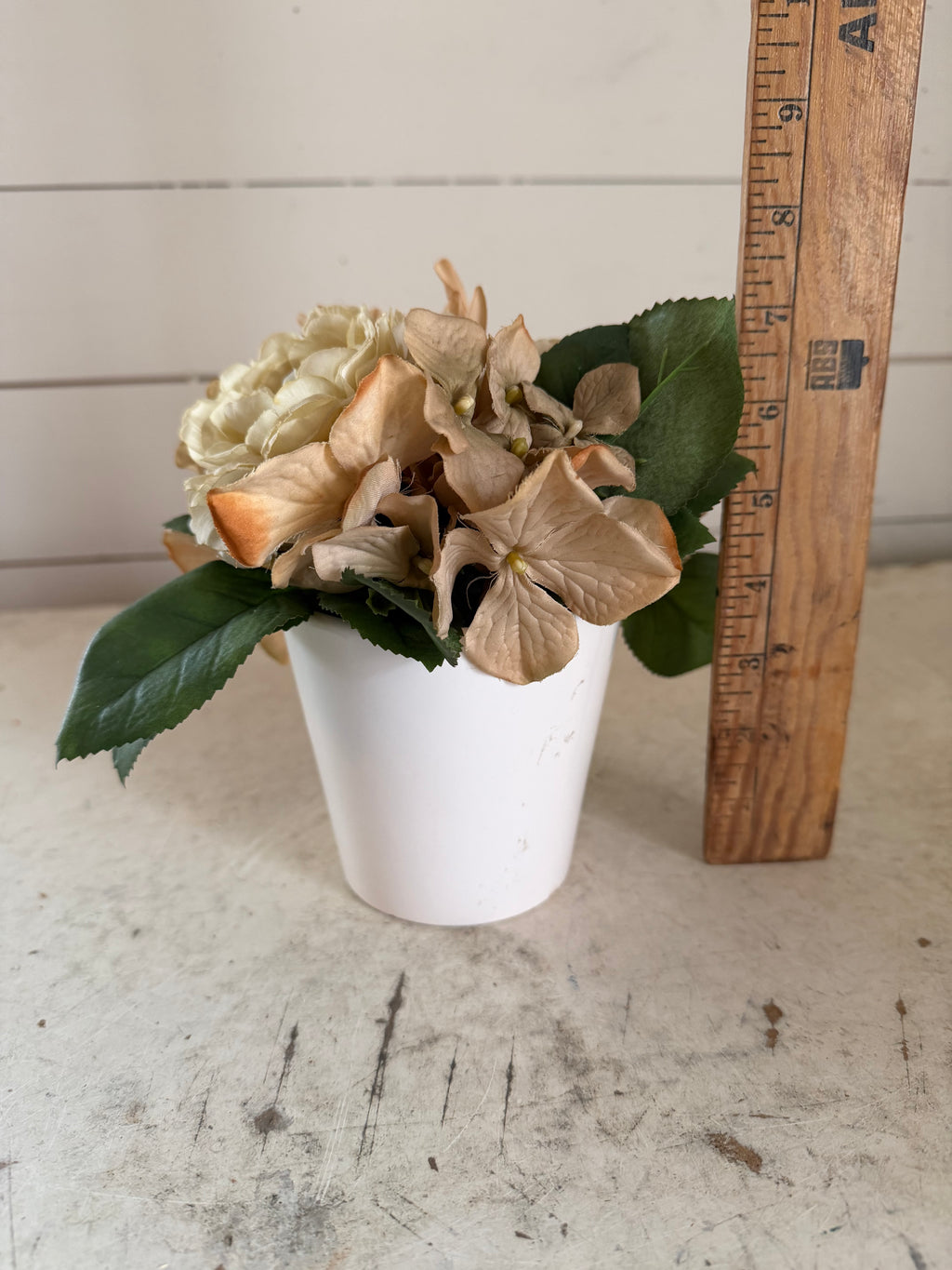 Faux hydrangea Potted Floral with  white pot