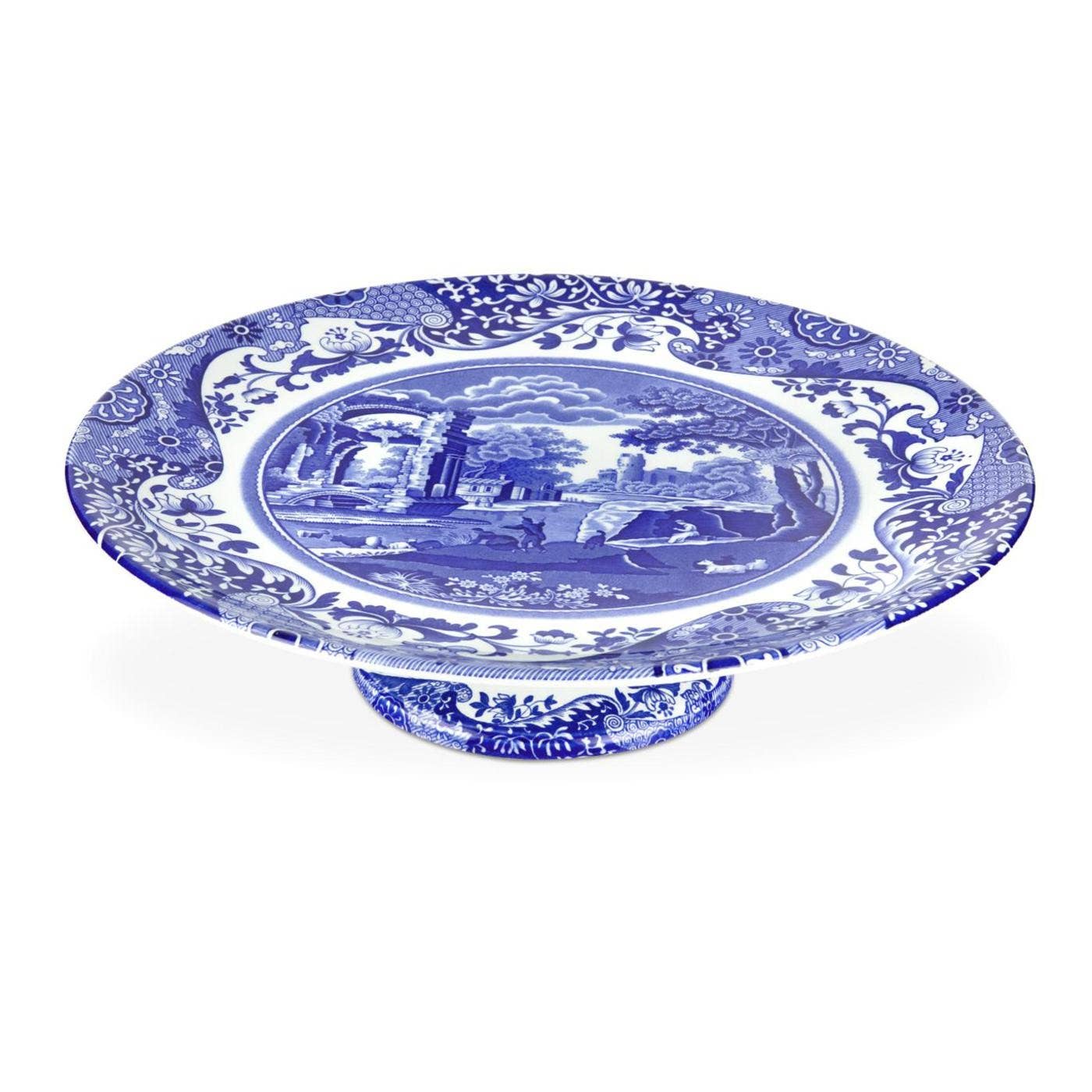 Spode Blue Italian Footed Cake Plate
