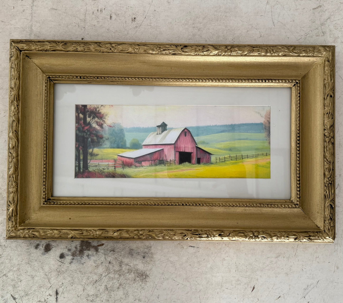 Gold Framed Barn Print