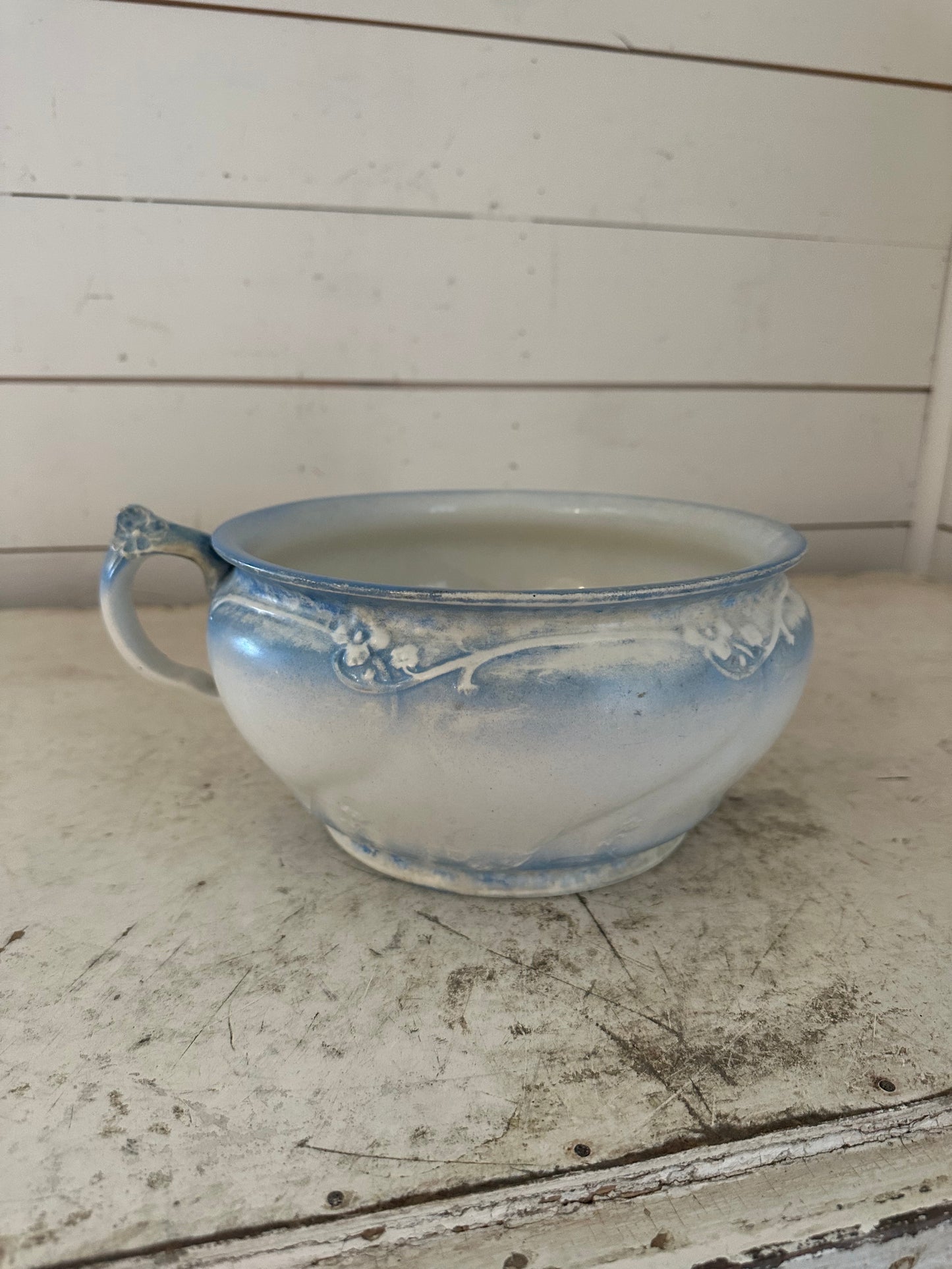 Vintage Blue and White with floral champer Pot