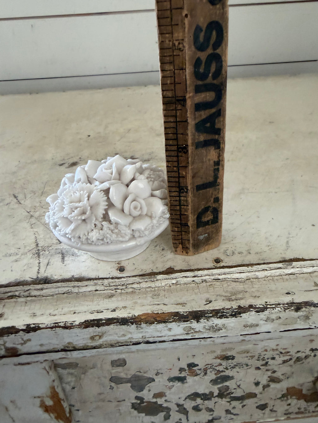 Floral Taper Candle Holder Porcelain White Ardalt Lenwile Flowers Stopper Japan as is one petal chipped