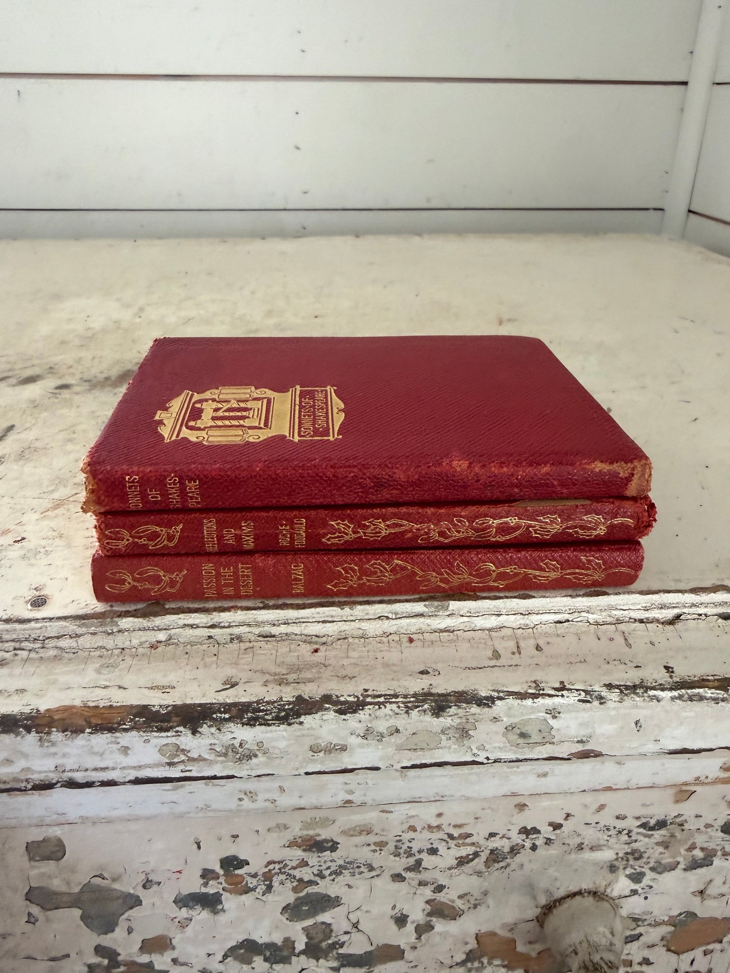 Set of Three Shakespear Antique Red Books