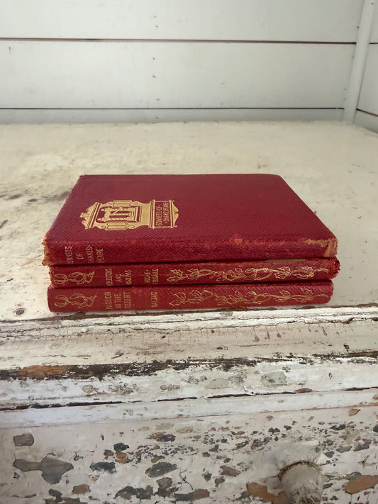 Set of three shskespear antique red books