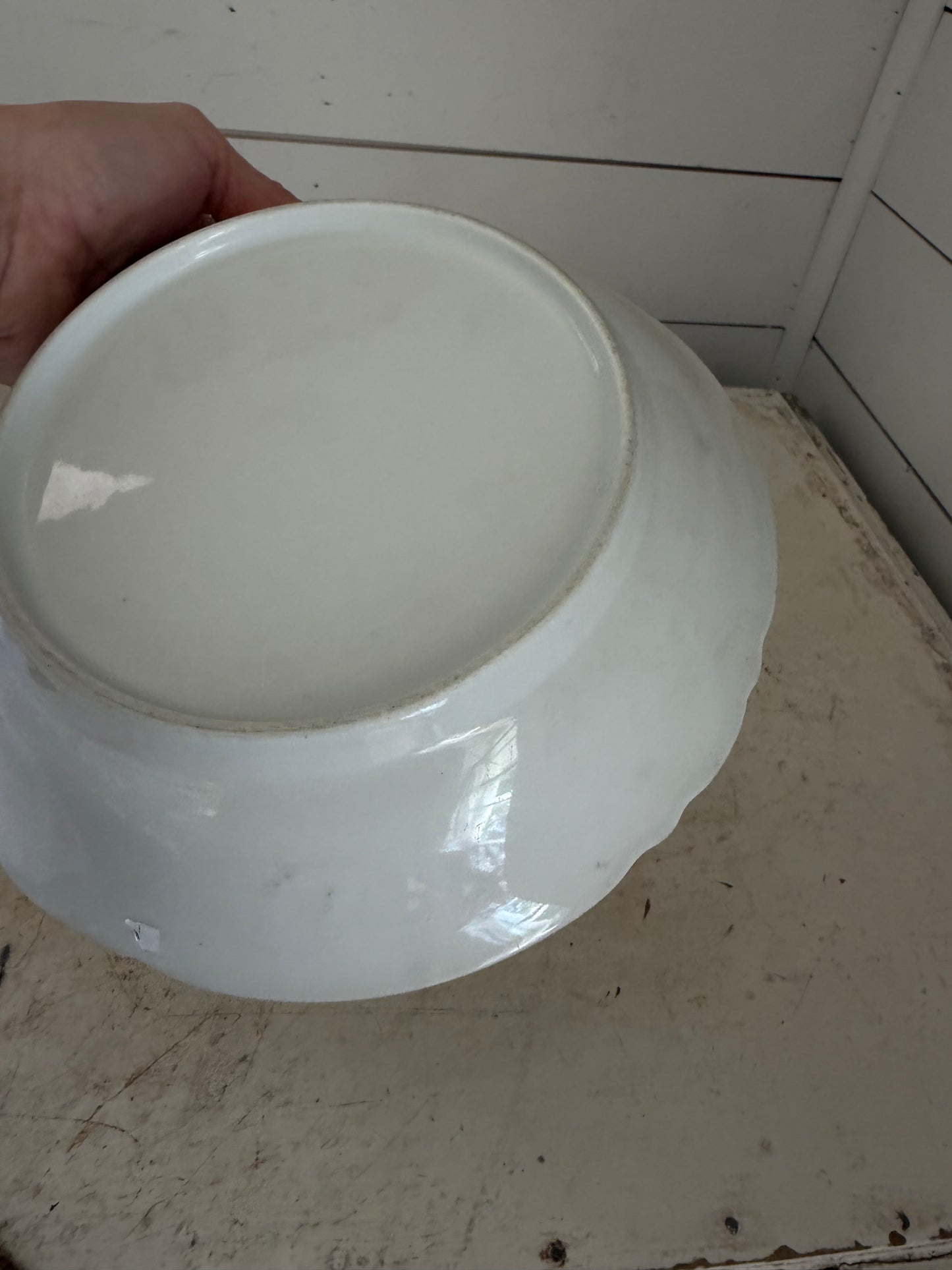 Antique hand painted bowl with small chip on bottom