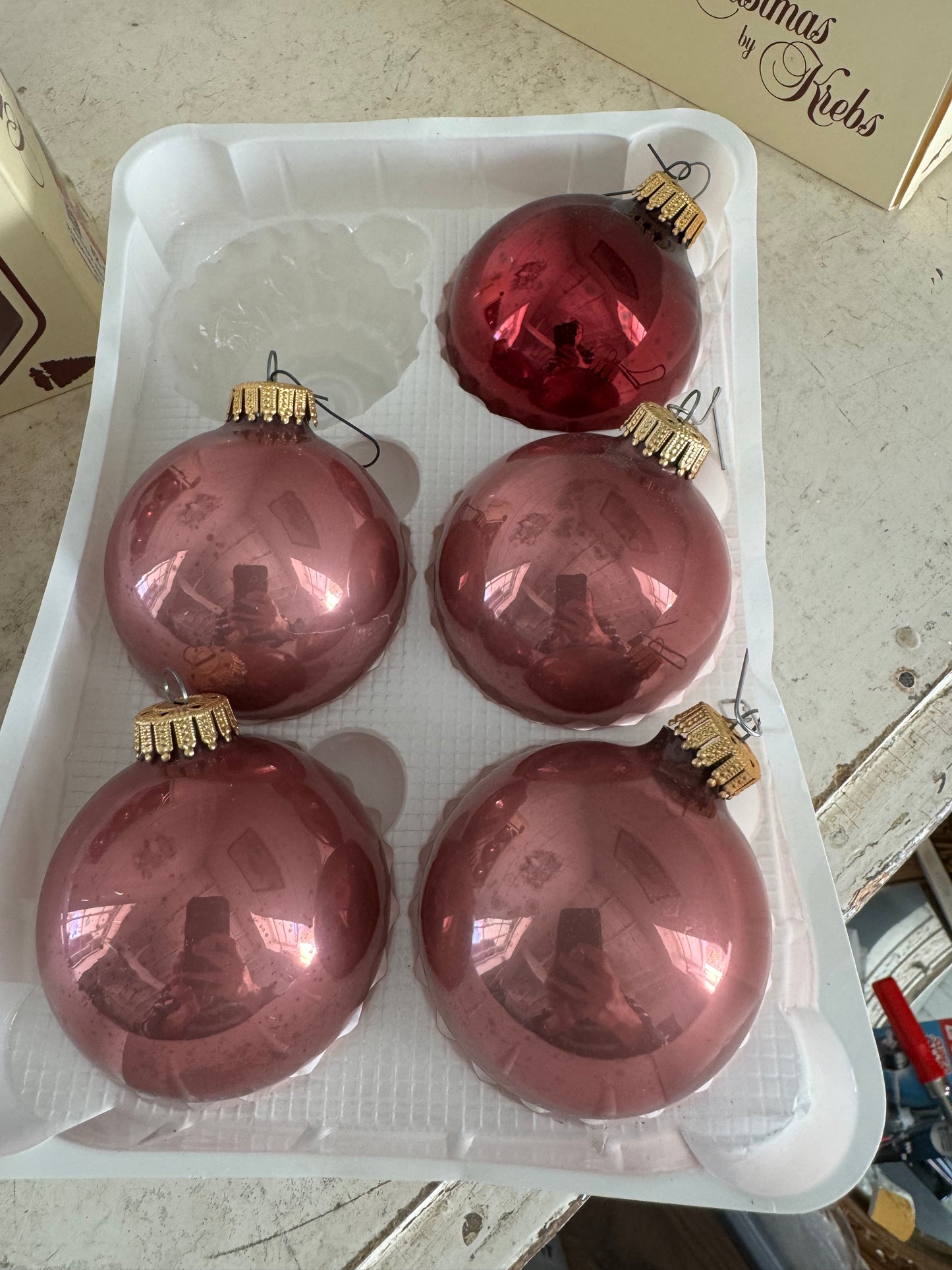 Dusty Rose Vintage Glads Ornaments sold by box