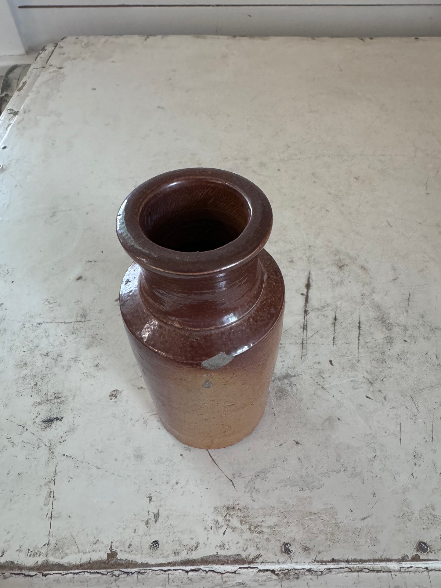 1800's antique salt glazed stoneware ink bottle