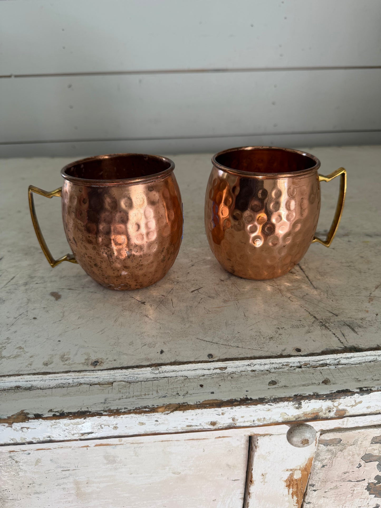 Hammered Copper Mug with Brass handle - Sold Individually