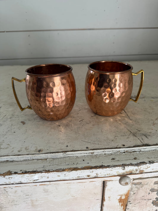 Hammered Copper Mug with Brass handle - Sold Individually