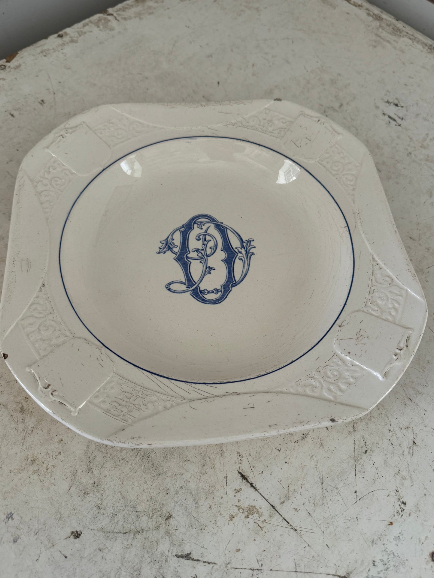 French Longchamp Monogram Ironstone Plate