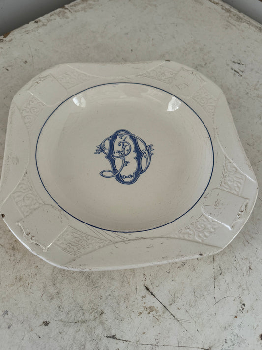 French Longchamp Monogram Ironstone Plate