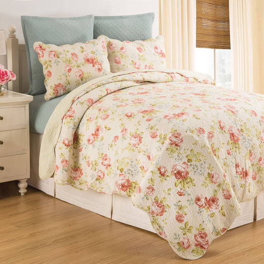 Whitney Pink Floral Quilt Full/Queen
