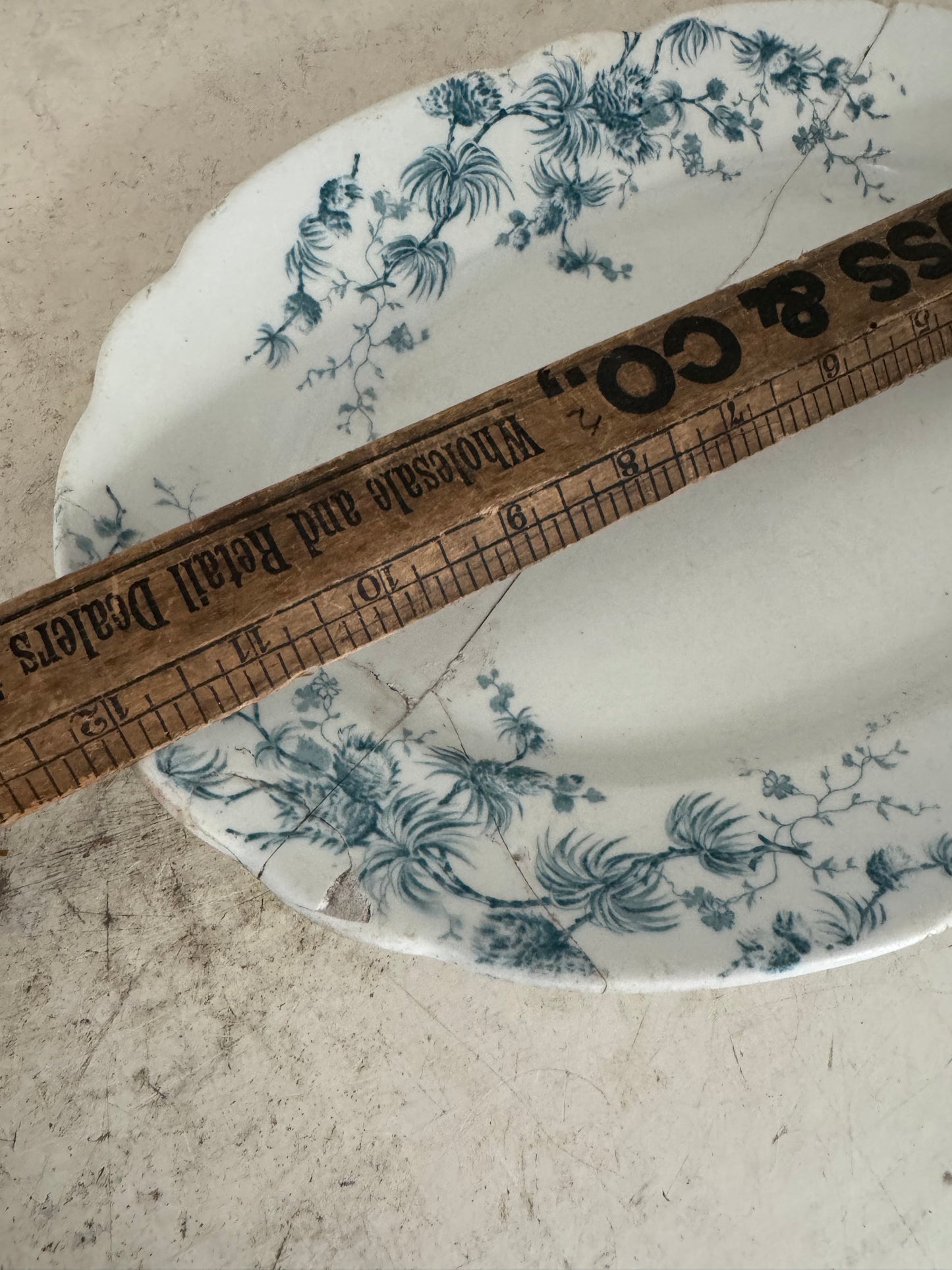 Antique Ironstone stoke on Trent Platter cracks have been repaired