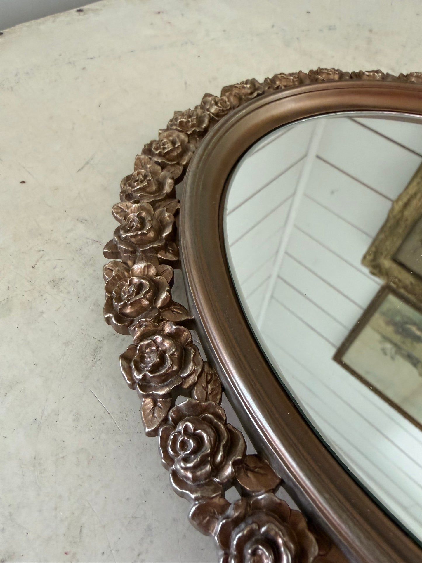 Vintage oval rose mirror