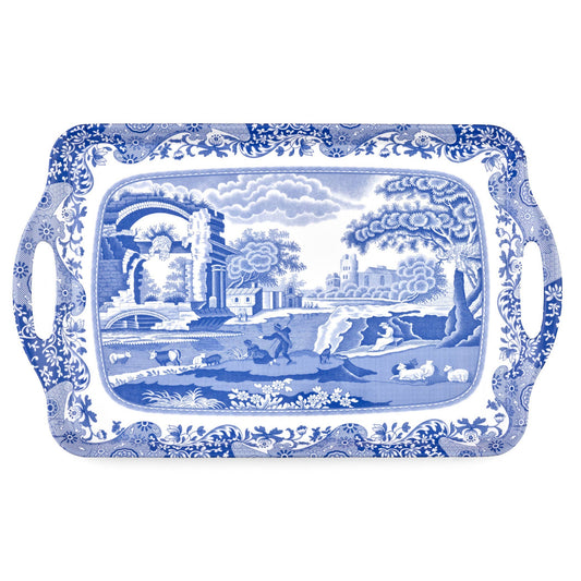 Blue Italian Large Melamine Handled Tray