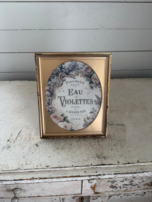 8x10” Brass Frame With Oval Mat and French Perfume Print