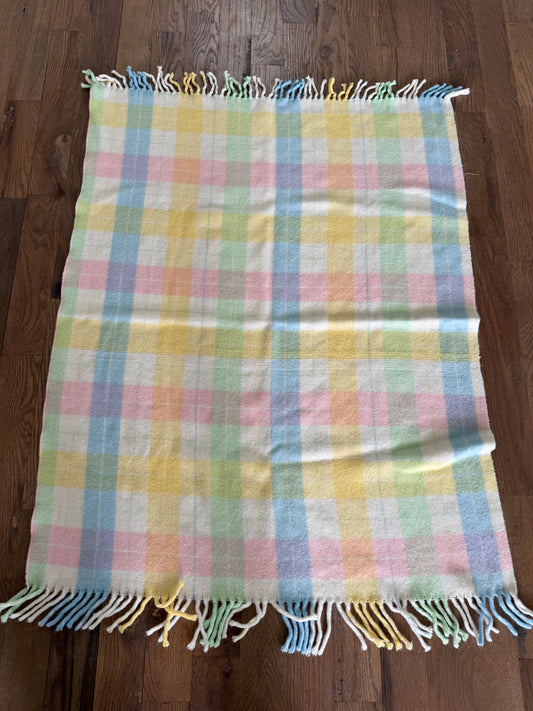 Tennessee Woolen Mills Acrylic Pastel Plaid Baby Blanket 34x43