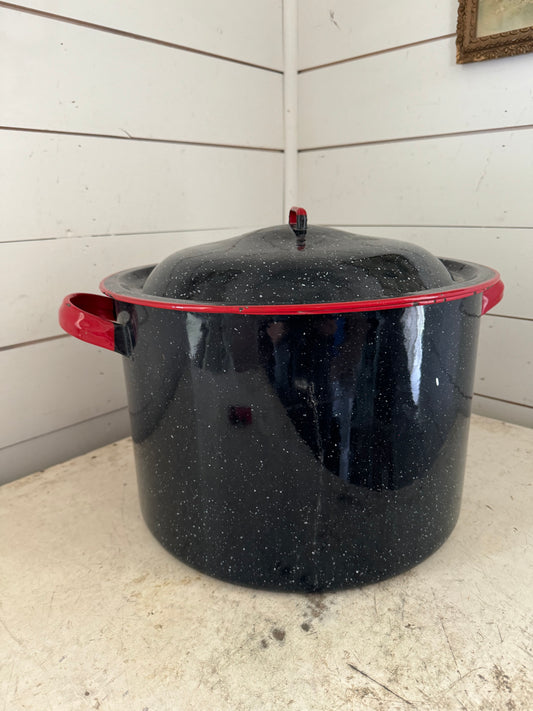 Vintage Enamel pot with lid & two jar lifters