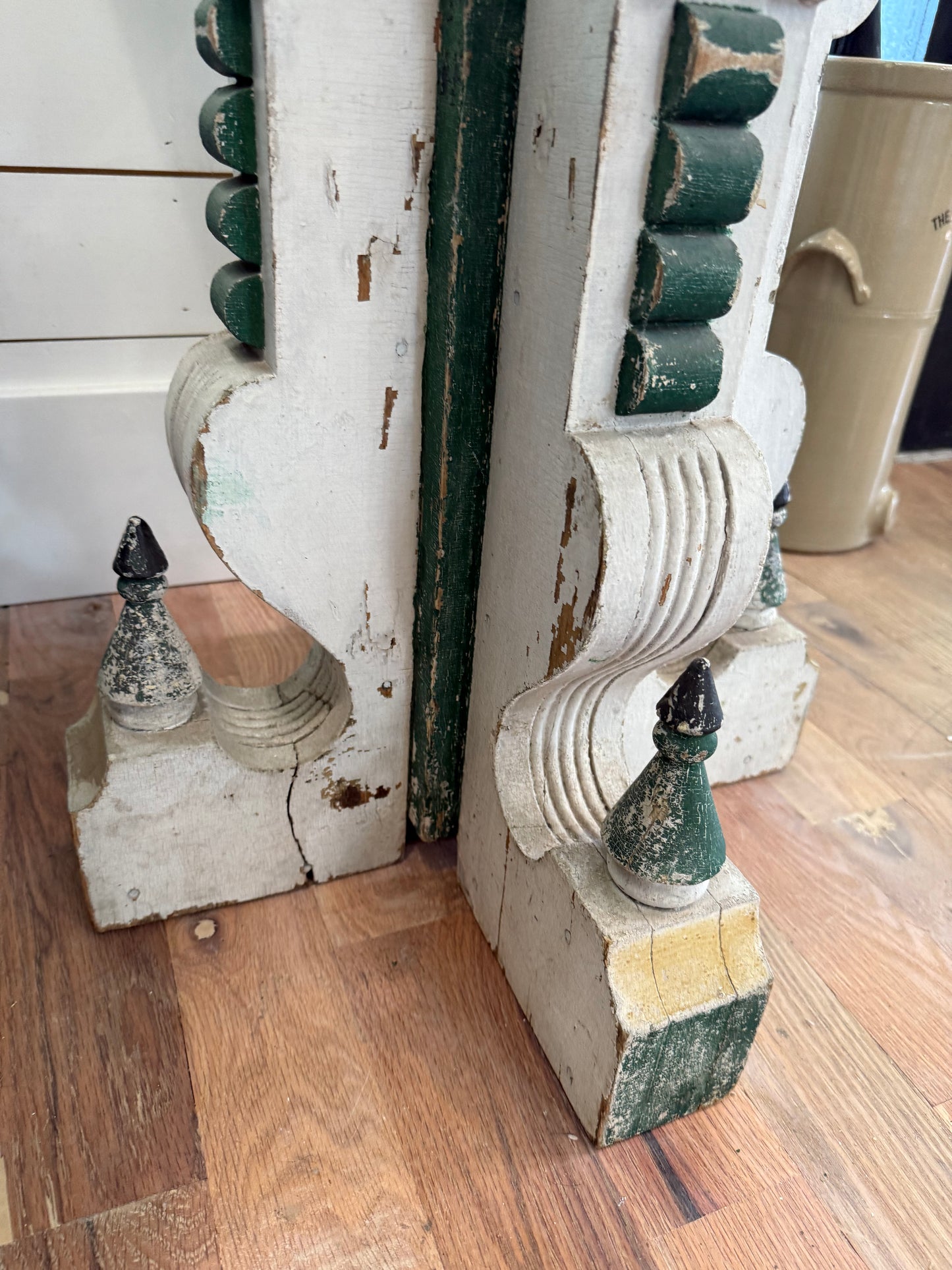 Junk Gypsy Custom Table with Four Giant Antique Corbels on base