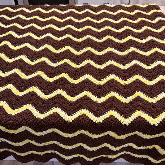 Brown and Yellow Fireside Afghan 59x50”