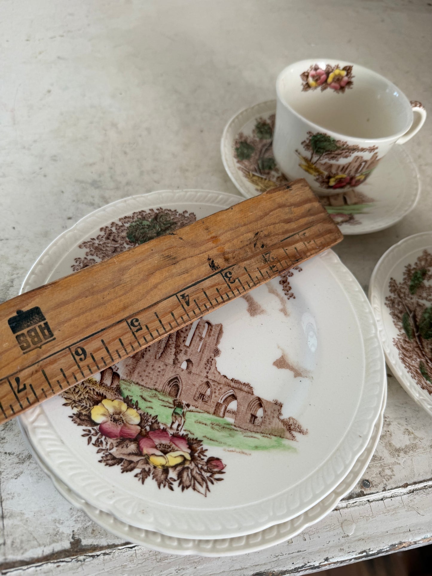Vintage Royal Tudor Ware Olde Abbey Teacup & Saucer & small plates sold individually
