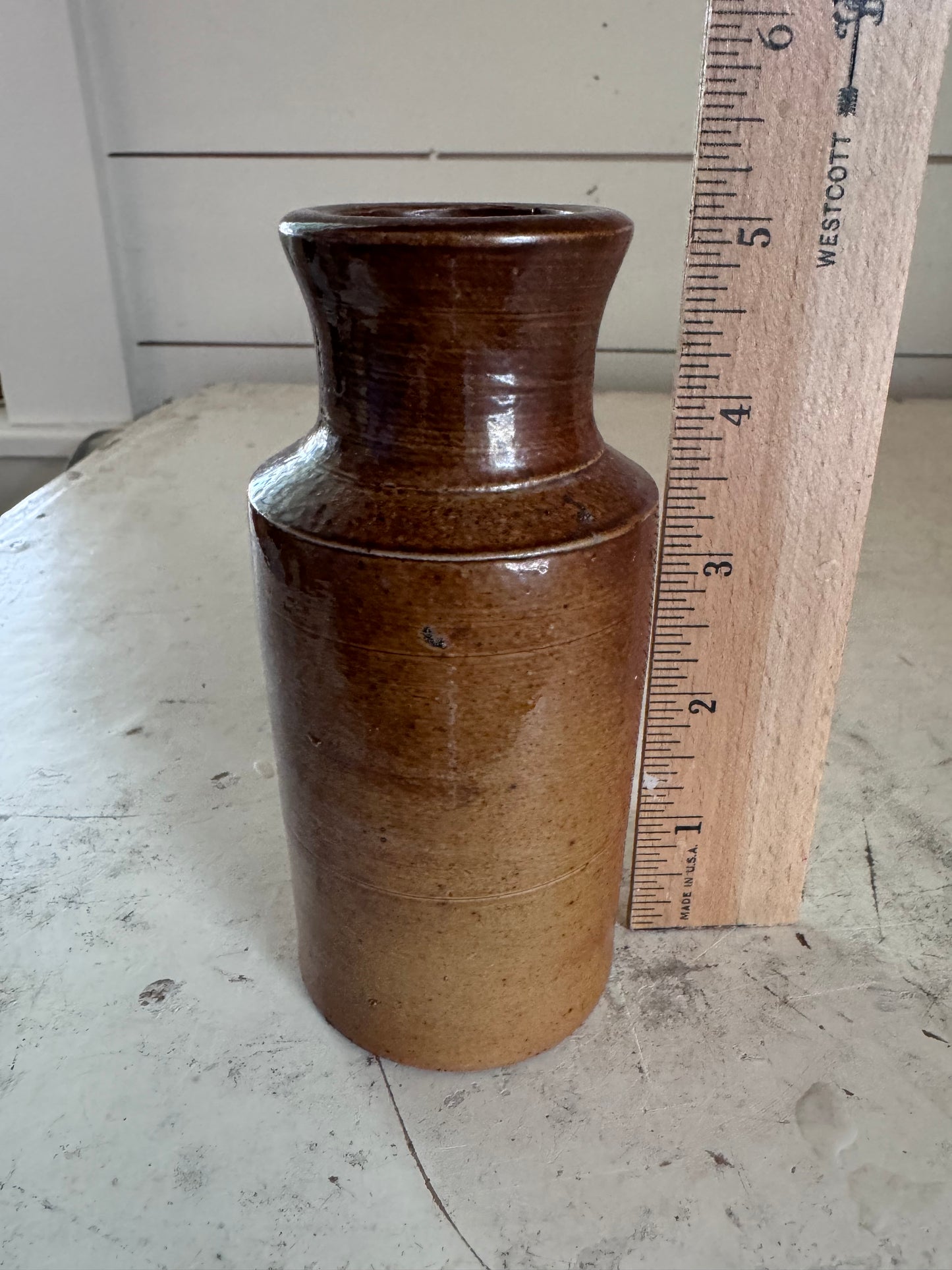 1800's antique salt glazed stoneware ink bottle